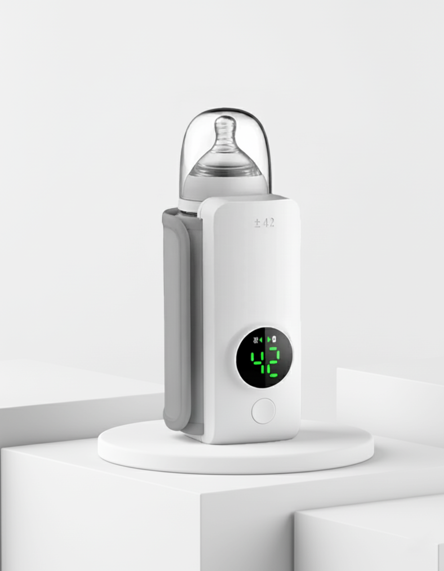 Baby bottle warmer with digital display on a white background
