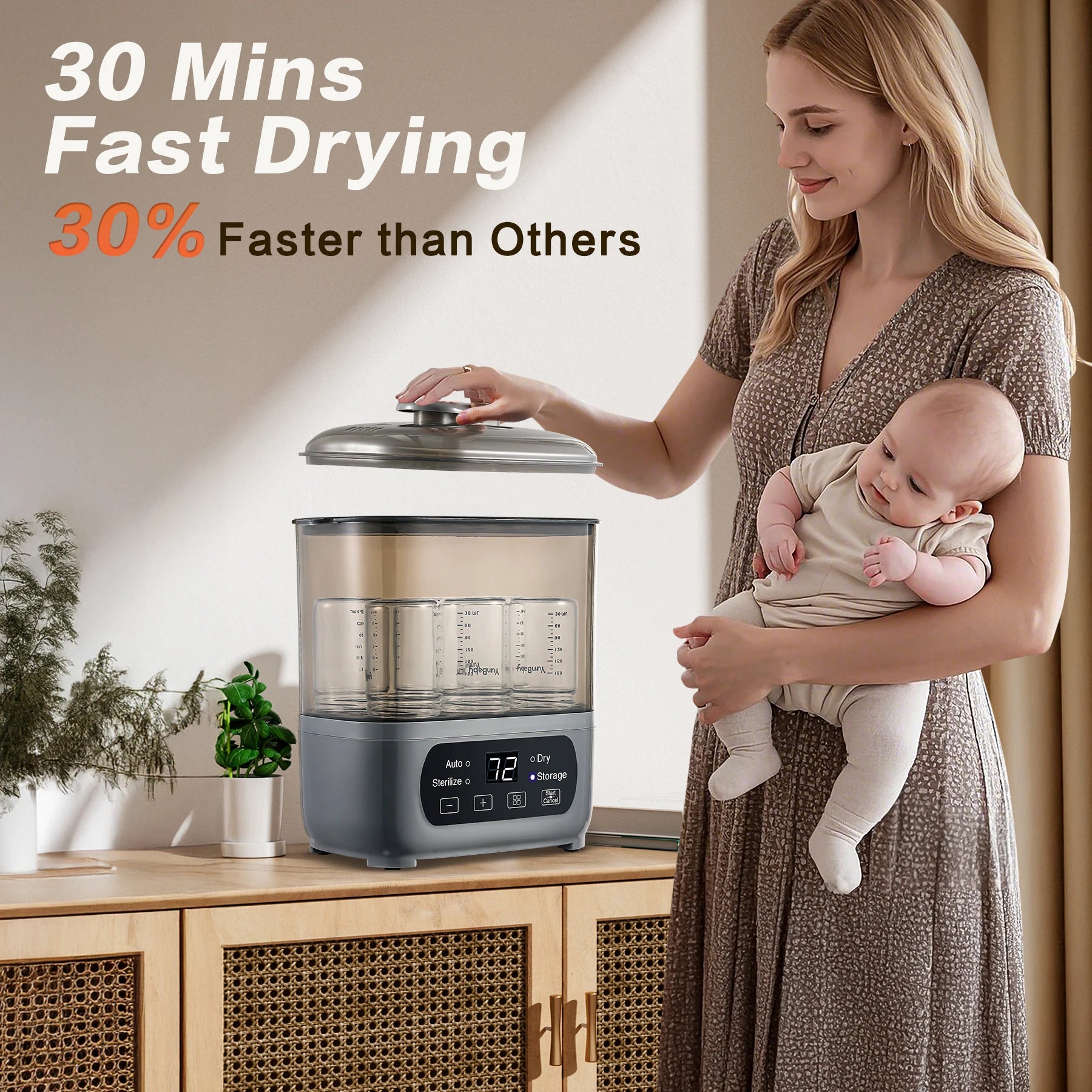 Premium 4-in-1 Electric Steam Sterilizer and Dryer | Large Capacity Bottle Sanitizer