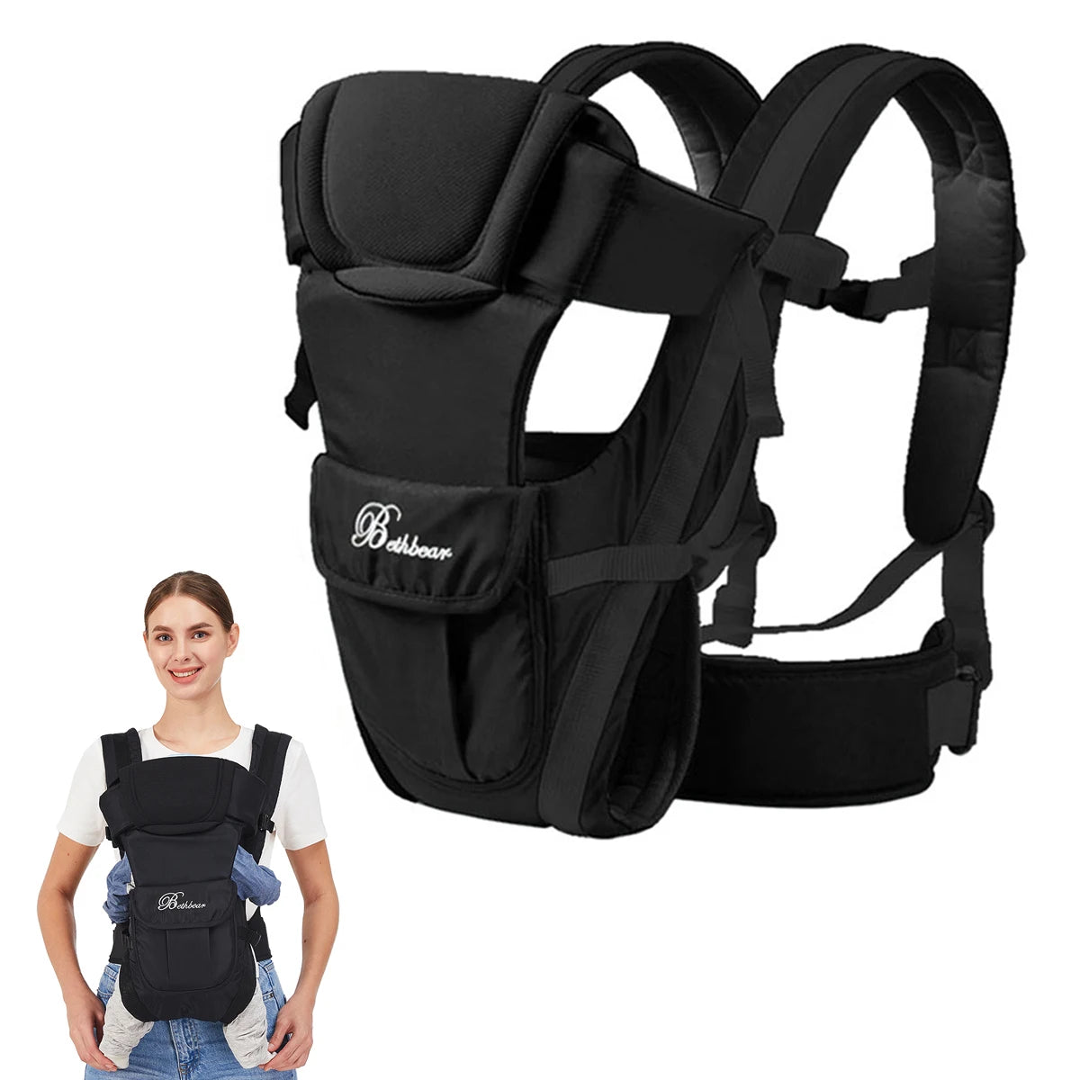 4-in-1 Ergonomic Baby Backpack Carrier