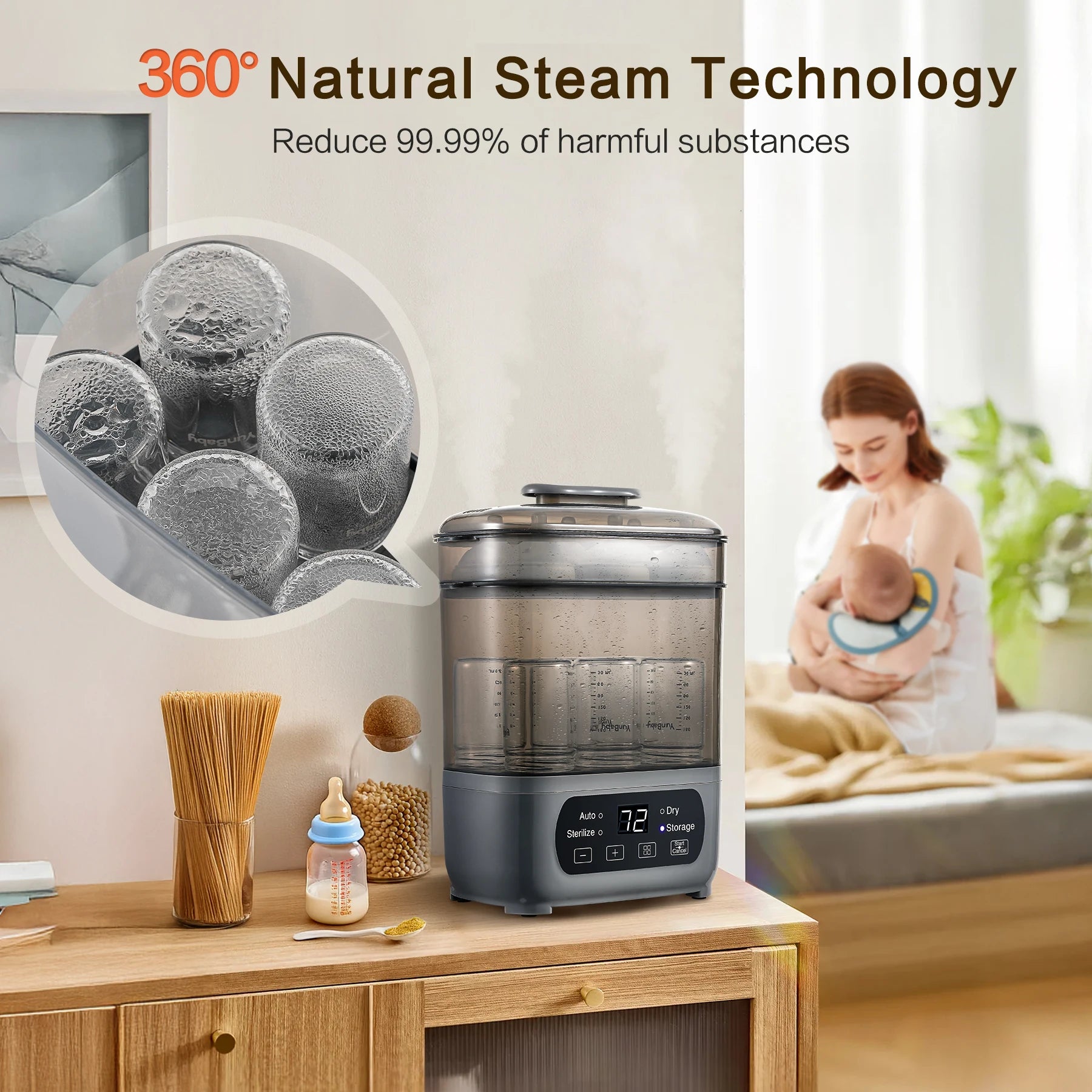 Premium 4-in-1 Electric Steam Sterilizer and Dryer | Large Capacity Bottle Sanitizer