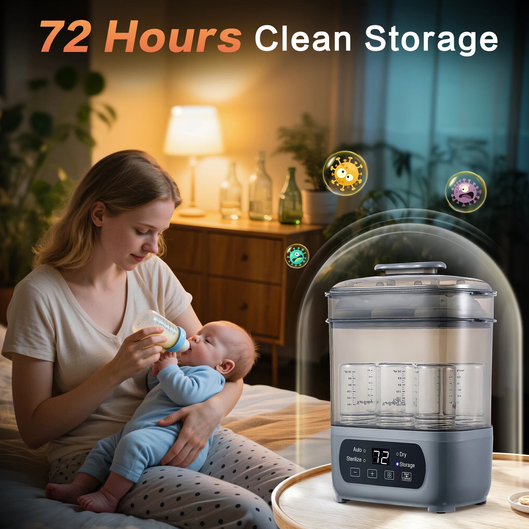 Premium 4-in-1 Electric Steam Sterilizer and Dryer | Large Capacity Bottle Sanitizer