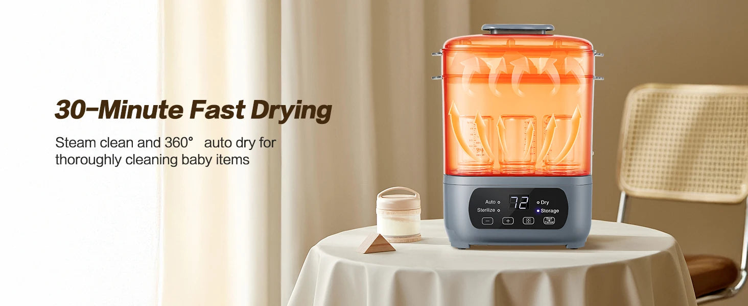 Premium 4-in-1 Electric Steam Sterilizer and Dryer | Large Capacity Bottle Sanitizer