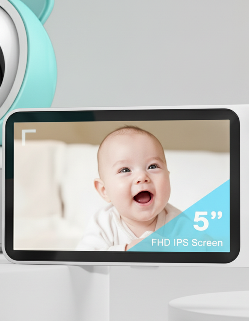 PTZ WiFi Baby Monitor 1080P with 5" LCD & Cry Sound Alert