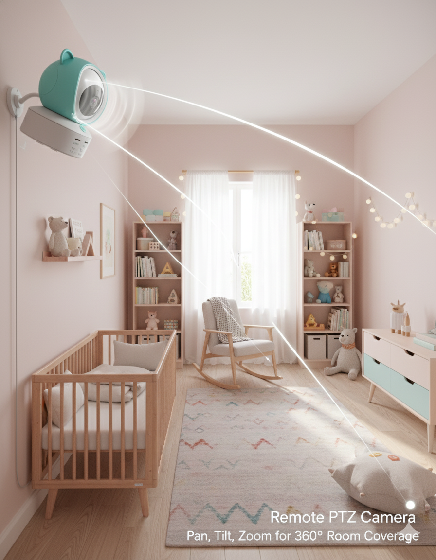 PTZ WiFi Baby Monitor 1080P with 5" LCD & Cry Sound Alert